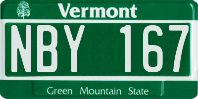 VT license plate NBY167