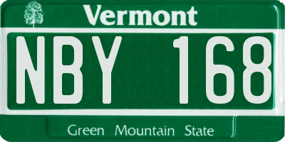 VT license plate NBY168