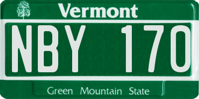 VT license plate NBY170