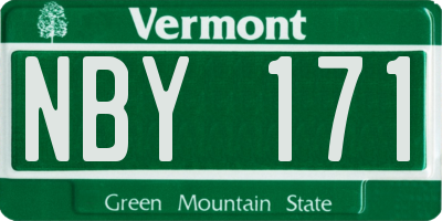 VT license plate NBY171