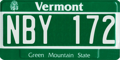 VT license plate NBY172