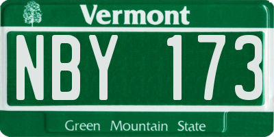 VT license plate NBY173