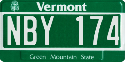 VT license plate NBY174