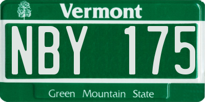 VT license plate NBY175