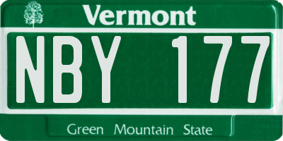 VT license plate NBY177