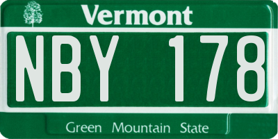 VT license plate NBY178