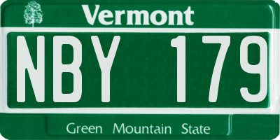 VT license plate NBY179