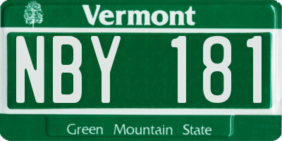 VT license plate NBY181