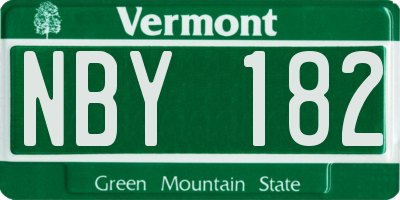 VT license plate NBY182