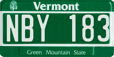 VT license plate NBY183