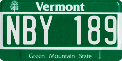 VT license plate NBY189