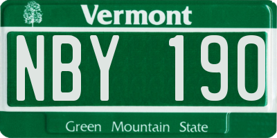 VT license plate NBY190
