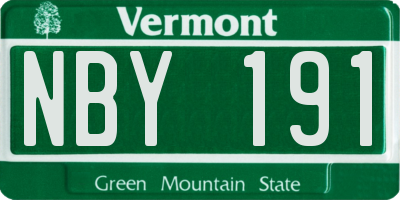 VT license plate NBY191