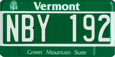 VT license plate NBY192
