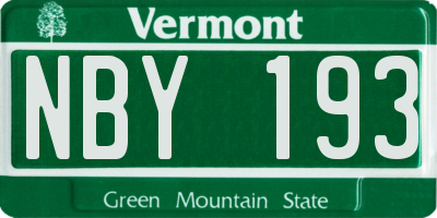 VT license plate NBY193