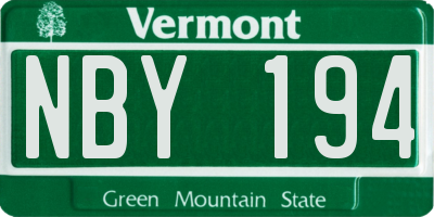 VT license plate NBY194