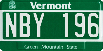 VT license plate NBY196