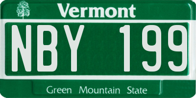 VT license plate NBY199