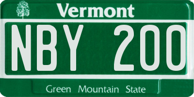 VT license plate NBY200