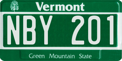VT license plate NBY201