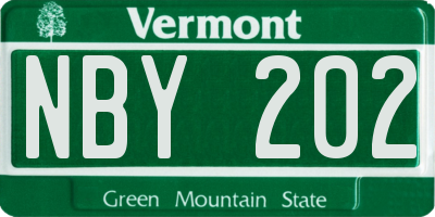 VT license plate NBY202