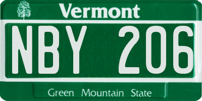 VT license plate NBY206