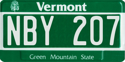 VT license plate NBY207