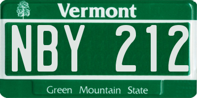 VT license plate NBY212