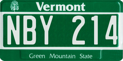 VT license plate NBY214