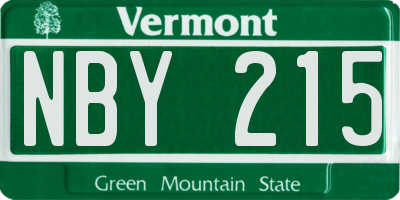 VT license plate NBY215
