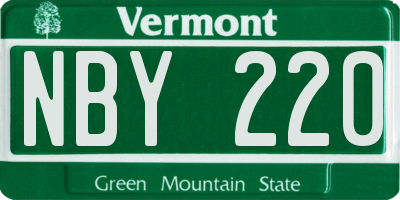 VT license plate NBY220