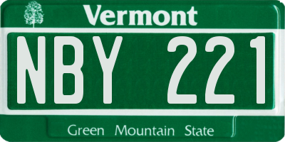 VT license plate NBY221