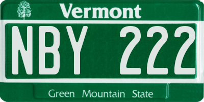 VT license plate NBY222