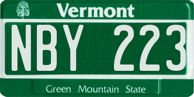 VT license plate NBY223