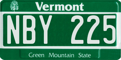VT license plate NBY225