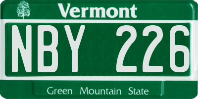 VT license plate NBY226