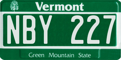 VT license plate NBY227