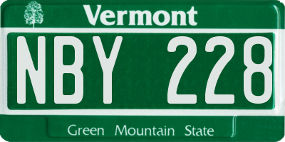 VT license plate NBY228