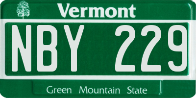 VT license plate NBY229