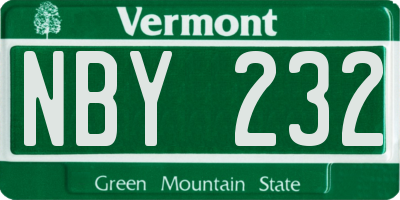 VT license plate NBY232