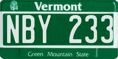 VT license plate NBY233