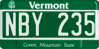 VT license plate NBY235