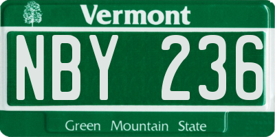 VT license plate NBY236
