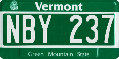 VT license plate NBY237