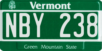 VT license plate NBY238