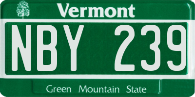 VT license plate NBY239