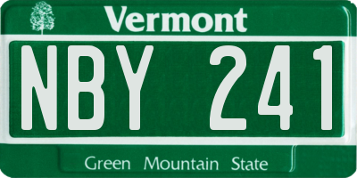VT license plate NBY241