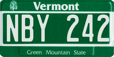 VT license plate NBY242