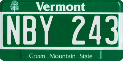 VT license plate NBY243