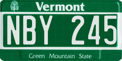 VT license plate NBY245